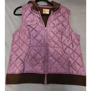 Ruff Hewn Women‎ XL Pattern Full Zip Puffer Vest Hoodie Polyester Pockets Jacket